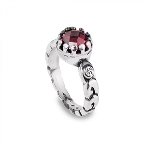 Anello Arg. e Cubik Zirconia Rosso