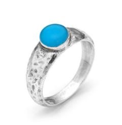 Anello Martellato Agata Azzurra