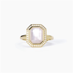Anello taglio ottagonale con madreperla