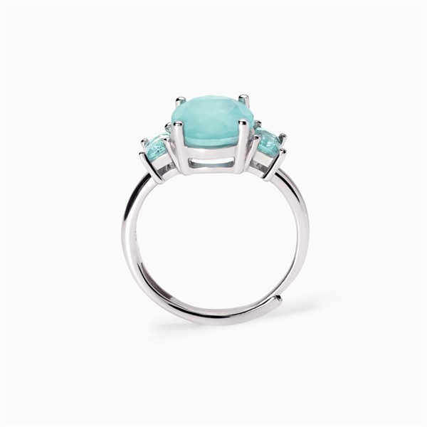 Anello con fusion stone azzurro ovale