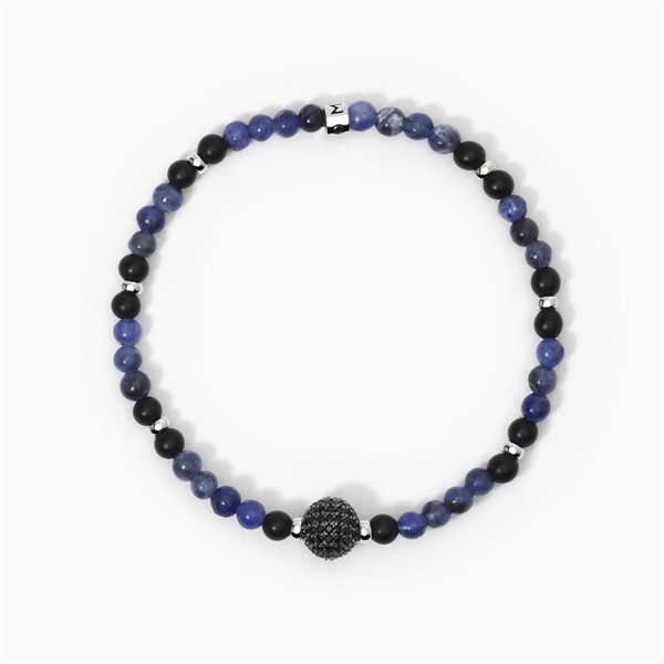 Bracciale in argento con agata nera e sodalite