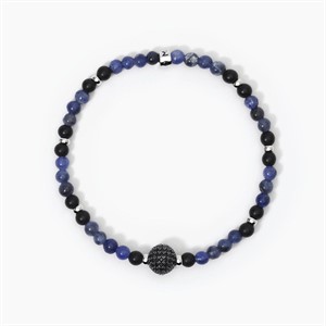 Bracciale in argento con agata nera e sodalite
