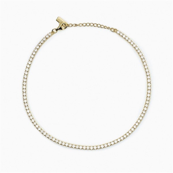 Cavigliera in argento placcato oro con zirconi bianchi