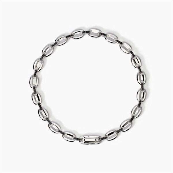 Bracciale uomo con maglia marina e zirconi