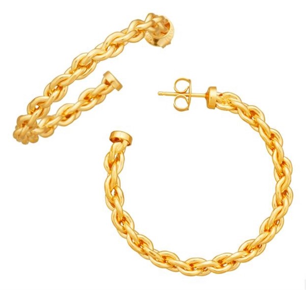 Orecchini Cerchio Catena Grandi Dorati