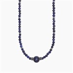 Collana in argento con pietre lapis e perla nera