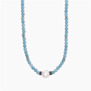 Collana in argento con turchese con perla bianca