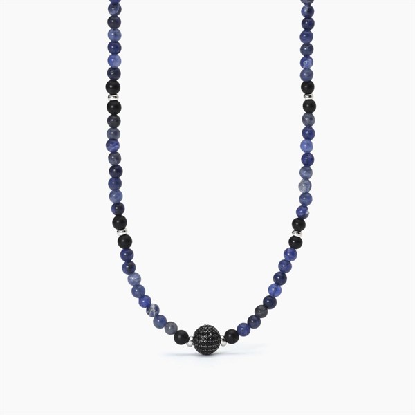 Collana in argento con agata nera e sodalite