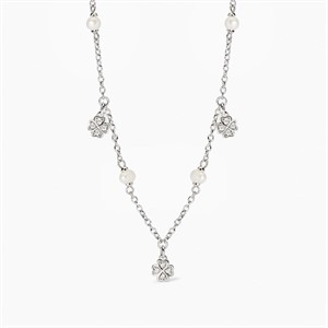 Girocollo con perle coltivate e quadrifogli