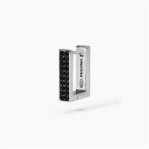 Orecchino rettangolare in argento e zirconi neri