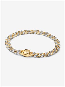Bracciale Catena Maglia Cubana Gold con Pavè