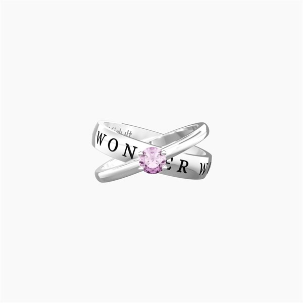 Anello con zircone rosa e scritta  Simply a wonder woman