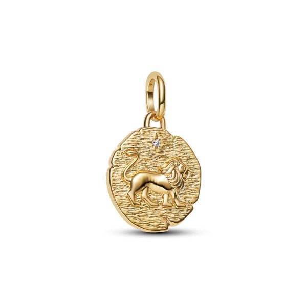 Medaglione Leone Placc. Oro 14kt e Zirconi