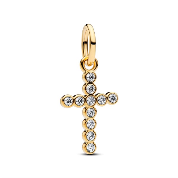 Charm Pendente Croce Luminosa  Placcatura in Oro 14k
