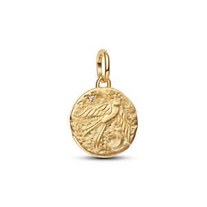 Medaglione Rondine Placc. Oro 14kt e Zirconi