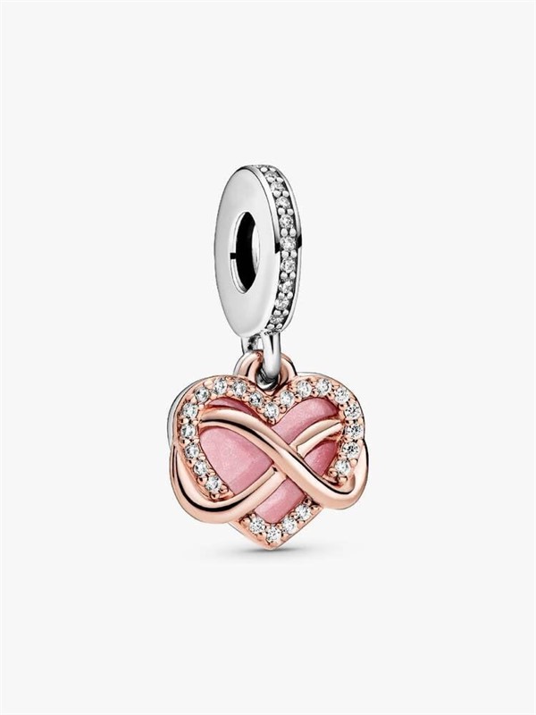 Charm Pendente Cuore e Infinito Rosa