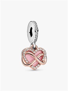 Charm Pendente Cuore e Infinito Rosa
