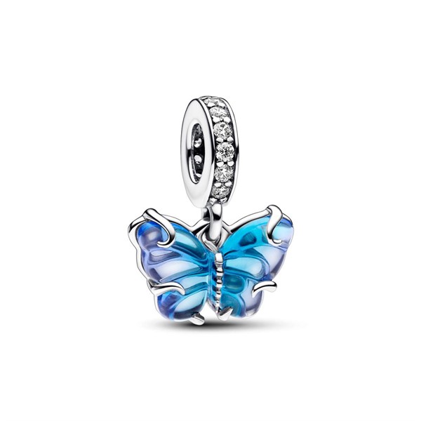 Charm Pendente Farfalla Vetro di Murano Blu