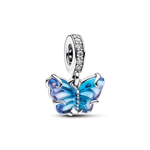 Charm Pendente Farfalla Vetro di Murano Blu
