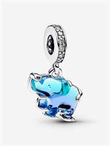 Charm Pendente Elefante Vetro di Murano Blu