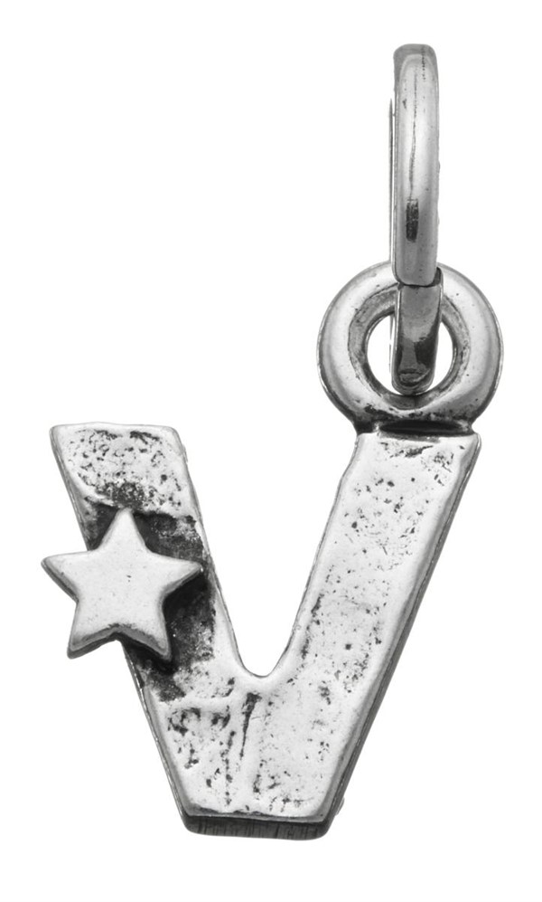 Charm Lettera V con Stelle