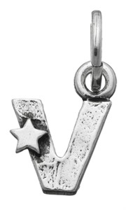 Charm Lettera V con Stelle