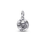 Medaglione in argento sterling a forma di teschio con zircon