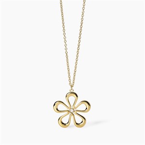 Collana in acciaio dorato con fiore