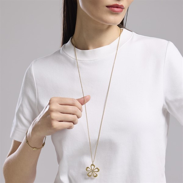 Collana in acciaio dorato con fiore