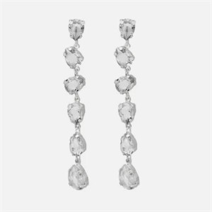 Orecchini lunghi a goccia bianchi con cristalli