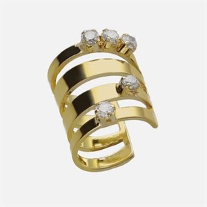 Ear Cuff Dorato cristallo bianco in Briseida