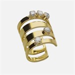 Ear Cuff Dorato cristallo bianco in Briseida