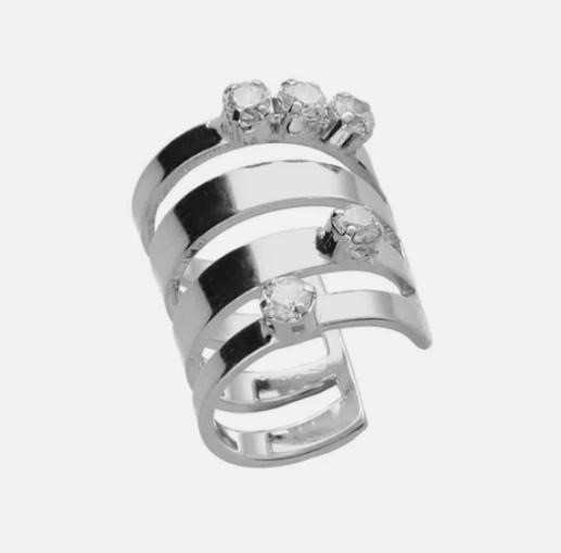 Ear Cuff Bianco cristallo bianco in Briseida Silver