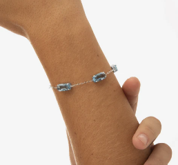 Bracciale rettangolare colorato in cristallo blu