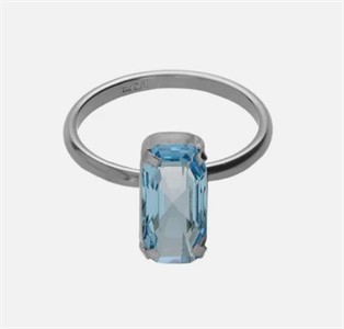 Anello regolabile con cristallo blu rettangolare