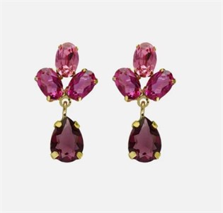 Orecchini corti con fiori di cristallo colorati