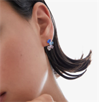 Orecchini corti con cristalli ovali blu colorati
