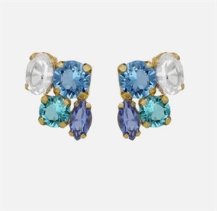 Orecchini corti in cristallo blu colorato