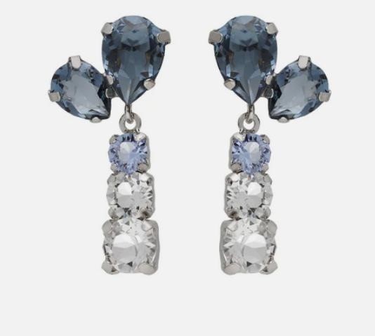 Orecchini lunghi a goccia con cristalli blu colorati