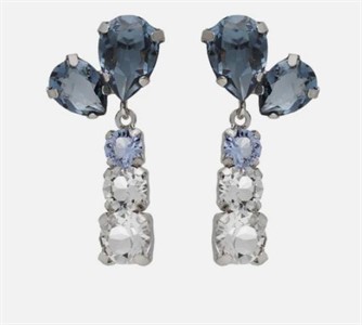 Orecchini lunghi a goccia con cristalli blu colorati