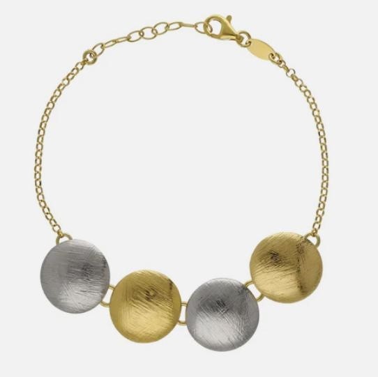Bracciale Texture Bicolour Sphere in oro e argento