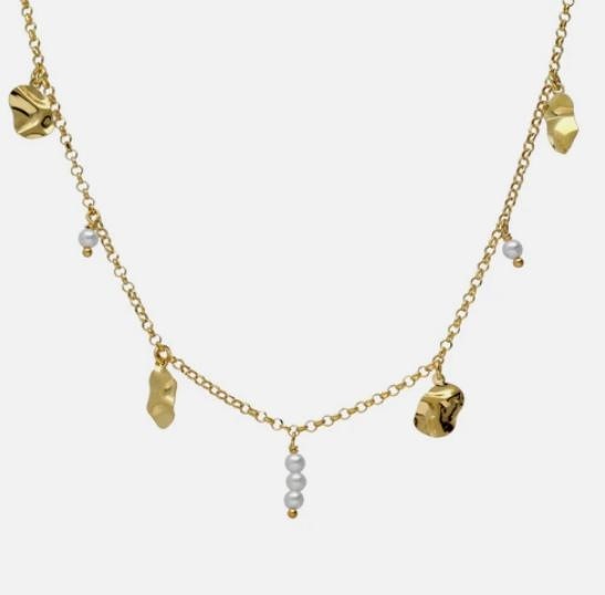 Collana corta con foglia di perle