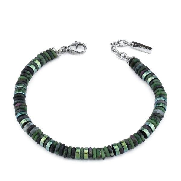 Bracciale uomo con zoisite ed ematite verde