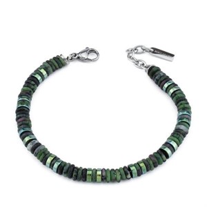 Bracciale uomo con zoisite ed ematite verde