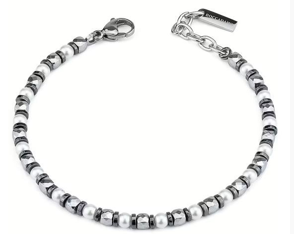 Bracciale Fantasia in Acciaio con Sfere e Perle