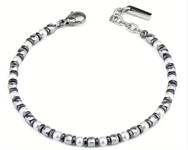 Bracciale Fantasia in Acciaio con Sfere e Perle