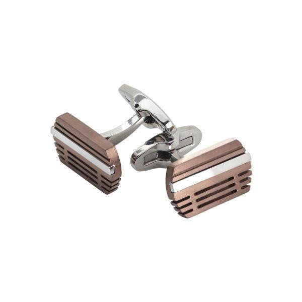 Gemelli in acciaio con inserti in pvd rosato