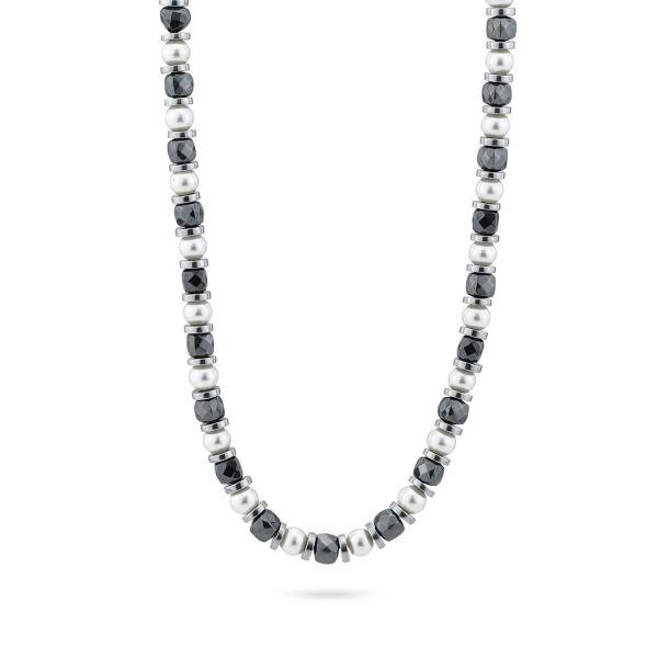 Collana uomo con onice e perle sintetiche
