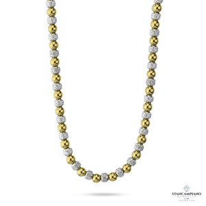 Collana in Acciaio con Boule Oro e bianche