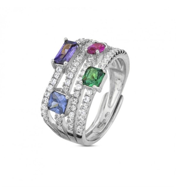 Anello a Fascia con Zirconi